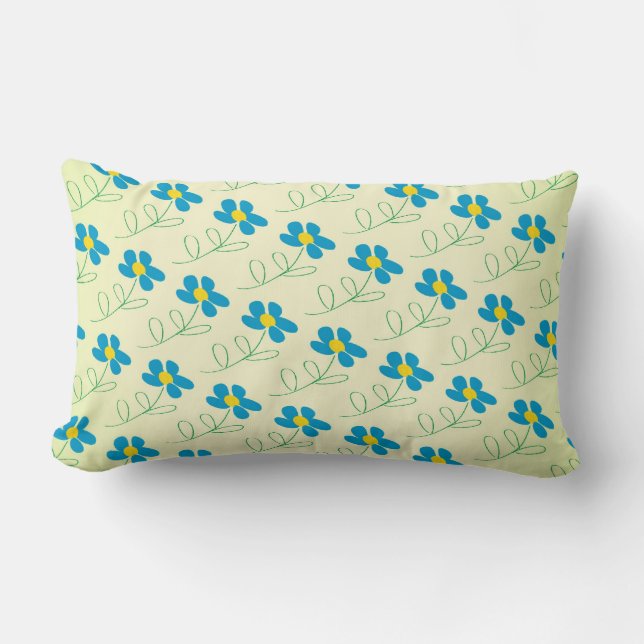 Cute Blue Floral Pillow (Front)