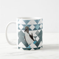 Cute Blue-footed Booby-Bird On Geometric Pattern