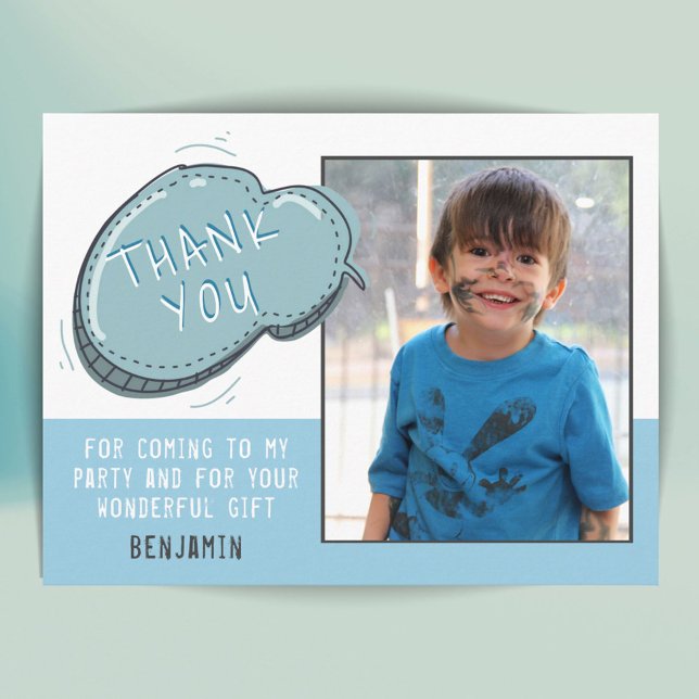 Cute Blue Frame Birthday Thank you Photo Postcard (Creator Uploaded)