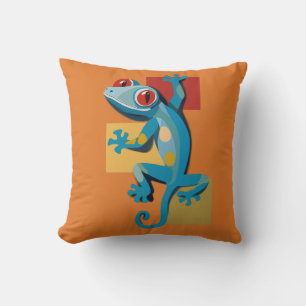 Cute Blue Gecko Reptile Lovers Cushion
