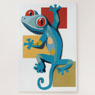Cute Blue Gecko Reptile Lovers Jigsaw Puzzle