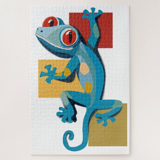 Cute Blue Gecko Reptile Lovers Jigsaw Puzzle (Vertical)