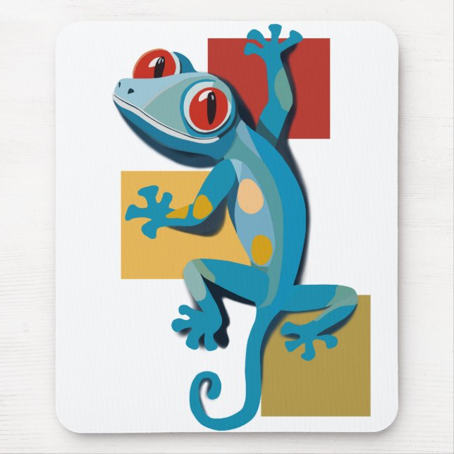 Cute Blue Gecko Reptile Lovers Mouse Pad (Front)