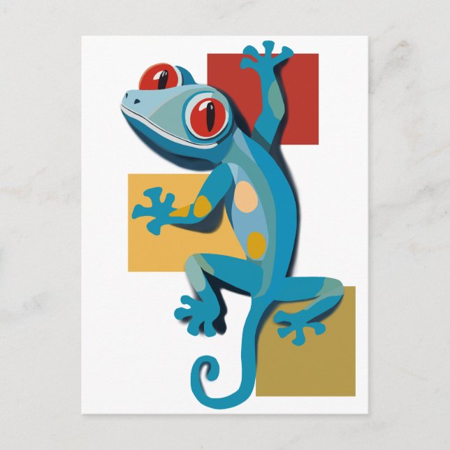 Cute Blue Gecko Reptile Lovers Postcard (Front)