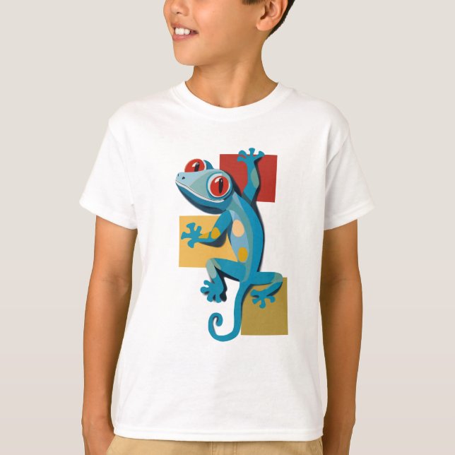 Cute Blue Gecko Reptile Lovers T-Shirt (Front)