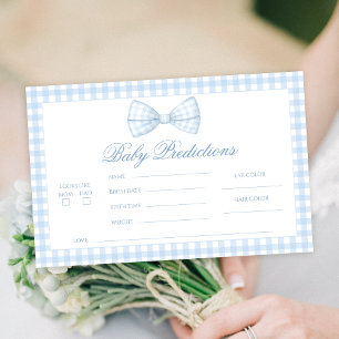 Cute Blue Gingham Bow Baby Predictions Stationery