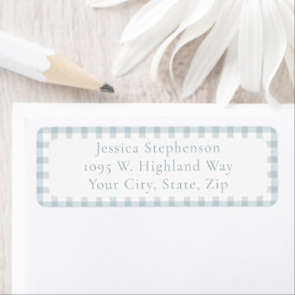 Cute Blue Gingham Cottagecore Return Address Label