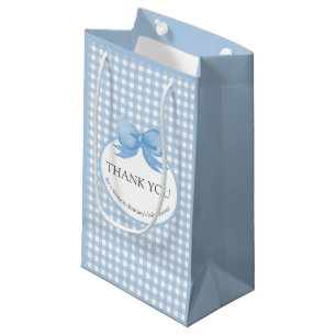 Cute Blue Gingham Picnic Print Thank You Favour Ba Small Gift Bag