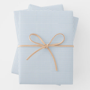 Cute blue gingham simple classic checks wrapping paper sheet