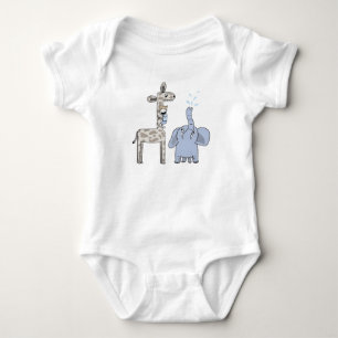 Cute Blue Giraffes Baby Bodysuit - Whimsical