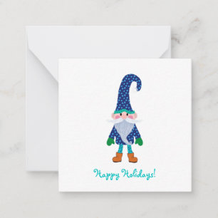 Cute Blue Gnome Mini Christmas Card