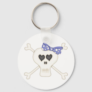 Cute Blue Goth Crossbones Key Ring