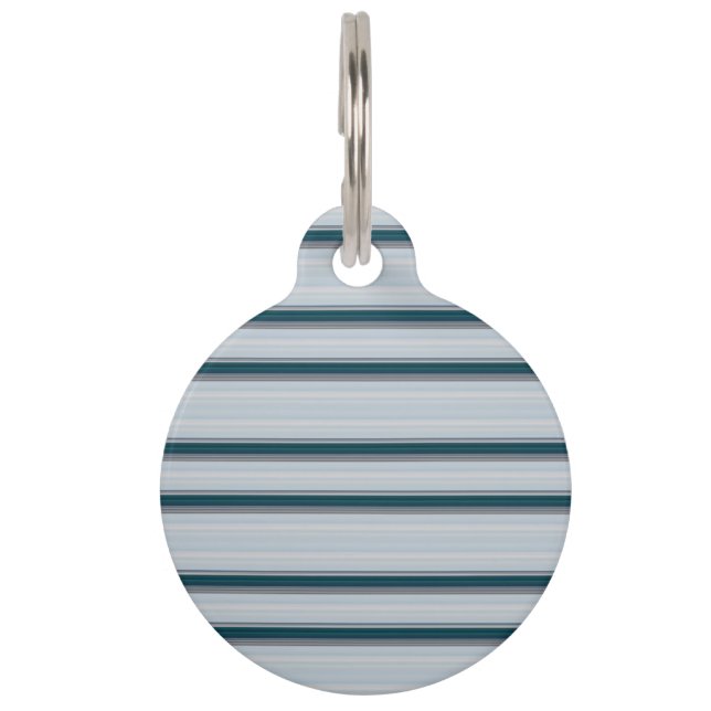 Cute blue gray stripes  pet tag (Front)