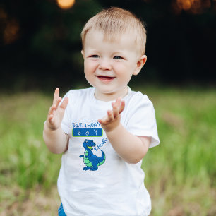 Cute Blue Green Dinosaur First Birthday Toddler T-Shirt