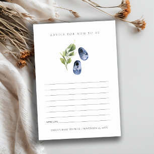 Cute Blue Green Leafy Advice for Mum Baby Shower Enclosure Card