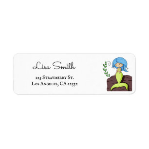 Cute Blue Green Mermaid Return Address Label