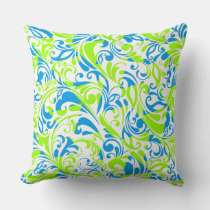 Cute blue green mixed floral patterns cushion