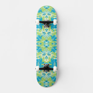 Cute blue green seamless lily floral skateboard