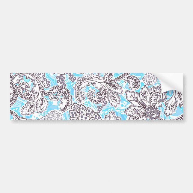 Cute blue grey classic floral bumper sticker (Front)