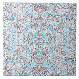 Cute blue grey classic floral ceramic tile