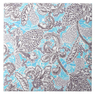 Cute blue grey classic floral ceramic tile