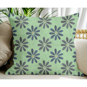 Cute Blue & Grey Flower pattern Sage Cushion