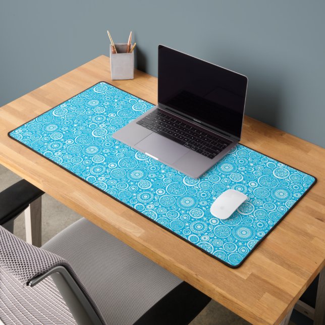 Cute blue grey ornament pattern desk mat (Office 2)