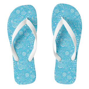 Cute blue grey ornament pattern thongs