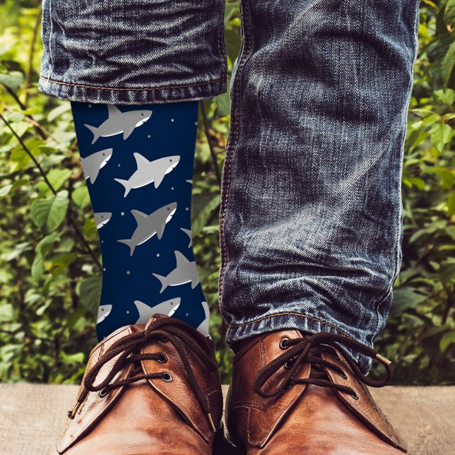 Cute Blue Grey Shark Pattern Socks (Creator Uploaded)