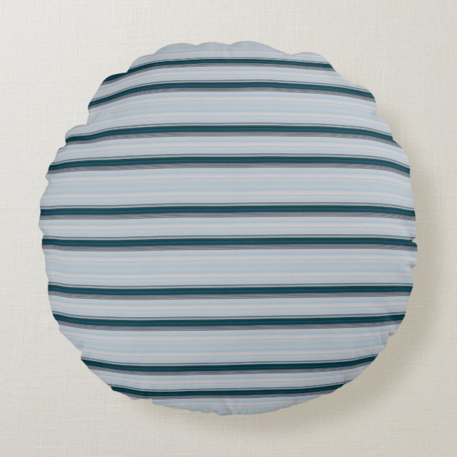 Cute blue grey stripes  round cushion (Front)