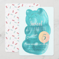 Cute Blue Gummy Bear Sweet Candy Birthday