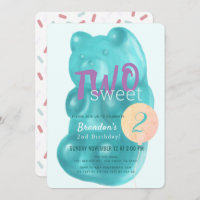 Cute Blue Gummy Bear Two Sweet 2nd Birthday