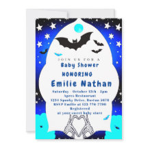 Cute Blue Halloween baby shower Invitation