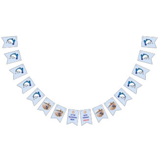 Cute Blue Hammerhead Shark Kids Birthday Photo Bunting