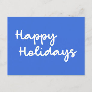 Cute Blue Happy Holidays Whimsical Lettering  Postcard