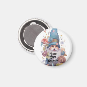 Cute blue hat gnome Peace Love Gnomes Magnet