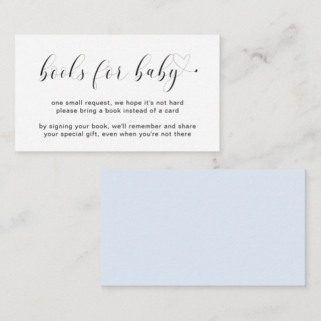 Cute Blue Heart Books for Baby Shower Enclosure Card (Front/Back)