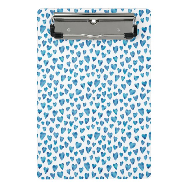 Cute Blue Heart Mini Clipboard (Front)