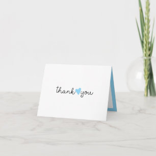 Cute Blue Heart Simple Thank You Card