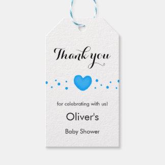 Cute Blue Heart Thank You Baby Shower Gift Tags