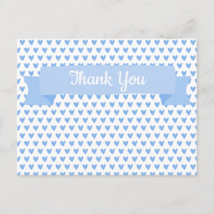 Cute Blue Hearts Pattern   Baby Shower Thank You Postcard
