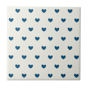 Cute Blue Hearts Pattern Ceramic Tile
