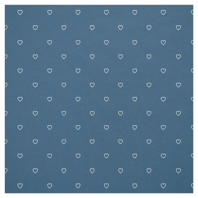 Cute Blue Hearts Pattern Fabric (Swatch)
