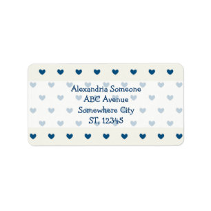Cute Blue Hearts Pattern Label
