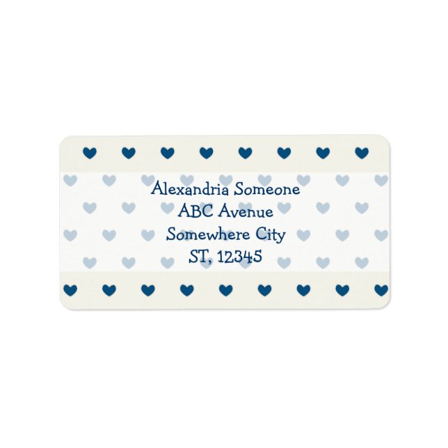 Cute Blue Hearts Pattern Label (Front)
