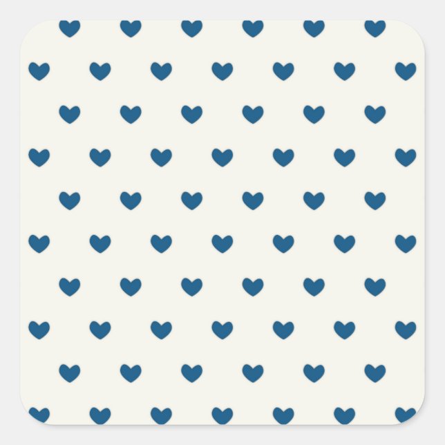 Cute Blue Hearts Pattern Square Sticker (Front)
