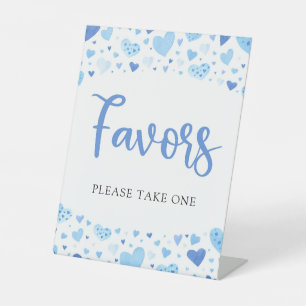 Cute Blue Hearts Valentine Baby Shower Favours Sig Pedestal Sign