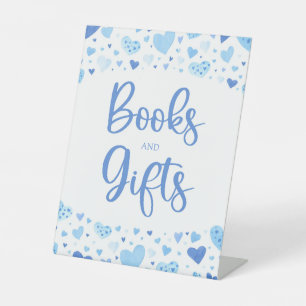 Cute Blue Hearts Valentine Books and Gifts Sign
