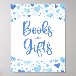 Cute Blue Hearts Valentine Books and Gifts Sign
