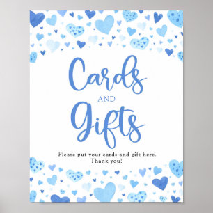 Cute Blue Hearts Valentine Cards and Gifts Sign